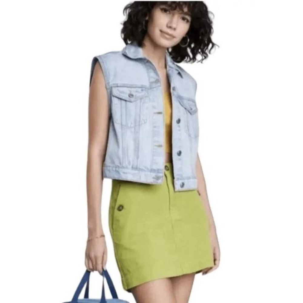 Wild Fable CORDUROY Mini Skirt Y2K  4 LIME GREEN NWT Button Front Pockets‎ BOHO